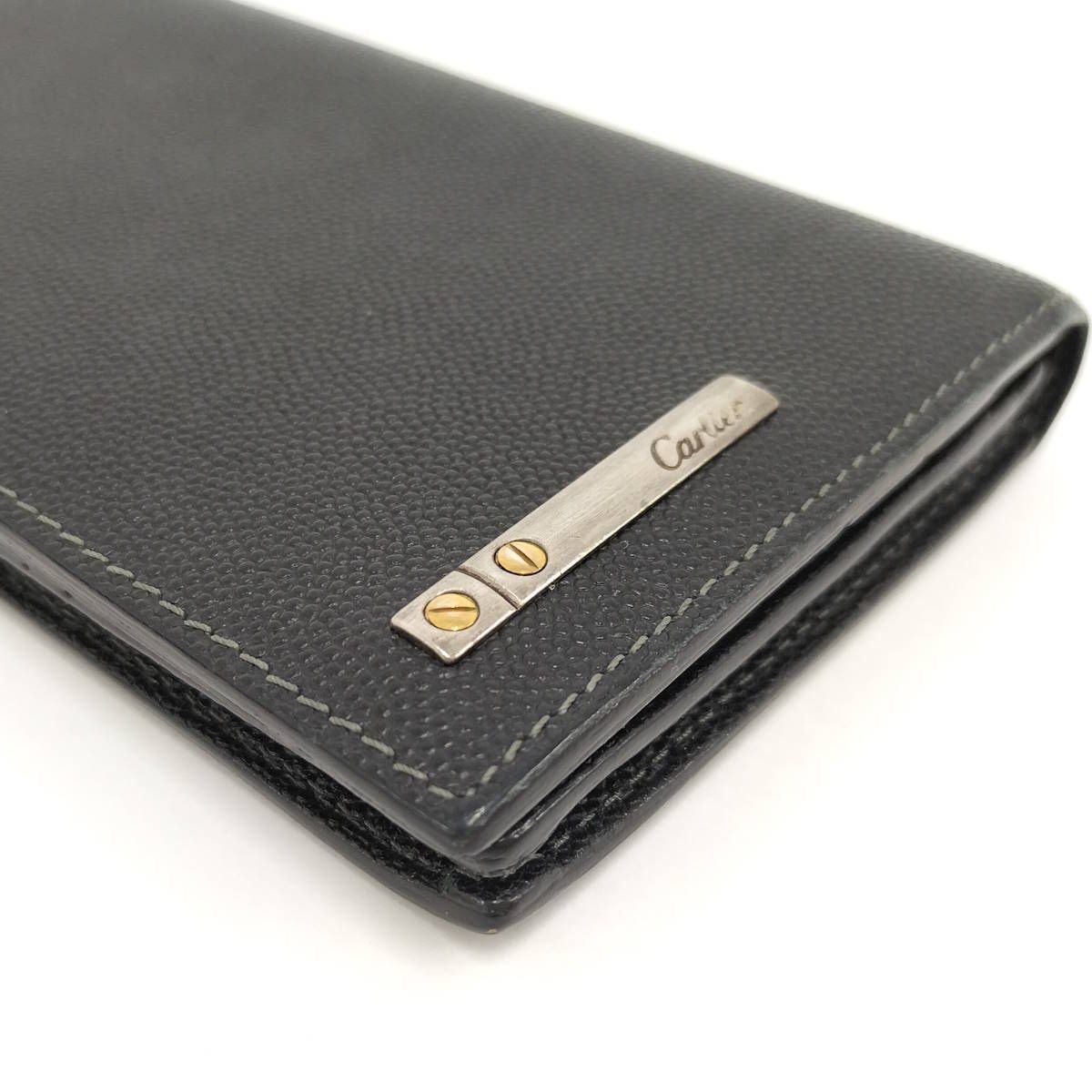 Cartier 二つ折り長財布 サントス レザー 販売 ブラック Cartier