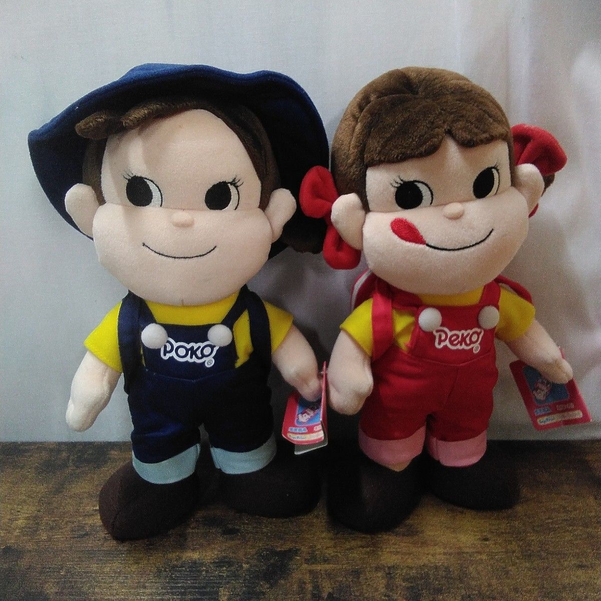 セガ ぬいぐるみ 「ペコちゃん、ポコちゃん オーバーオールぬいぐるみ、2体セット」 L394