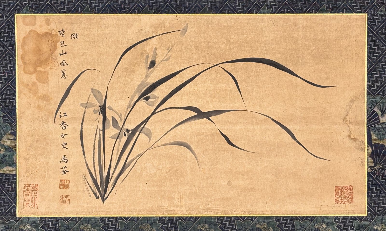 掛軸 M 37 馬荃 蘭花図 落款印あり ＃茶掛＃古美術 まとめてお買取 ＃肉筆