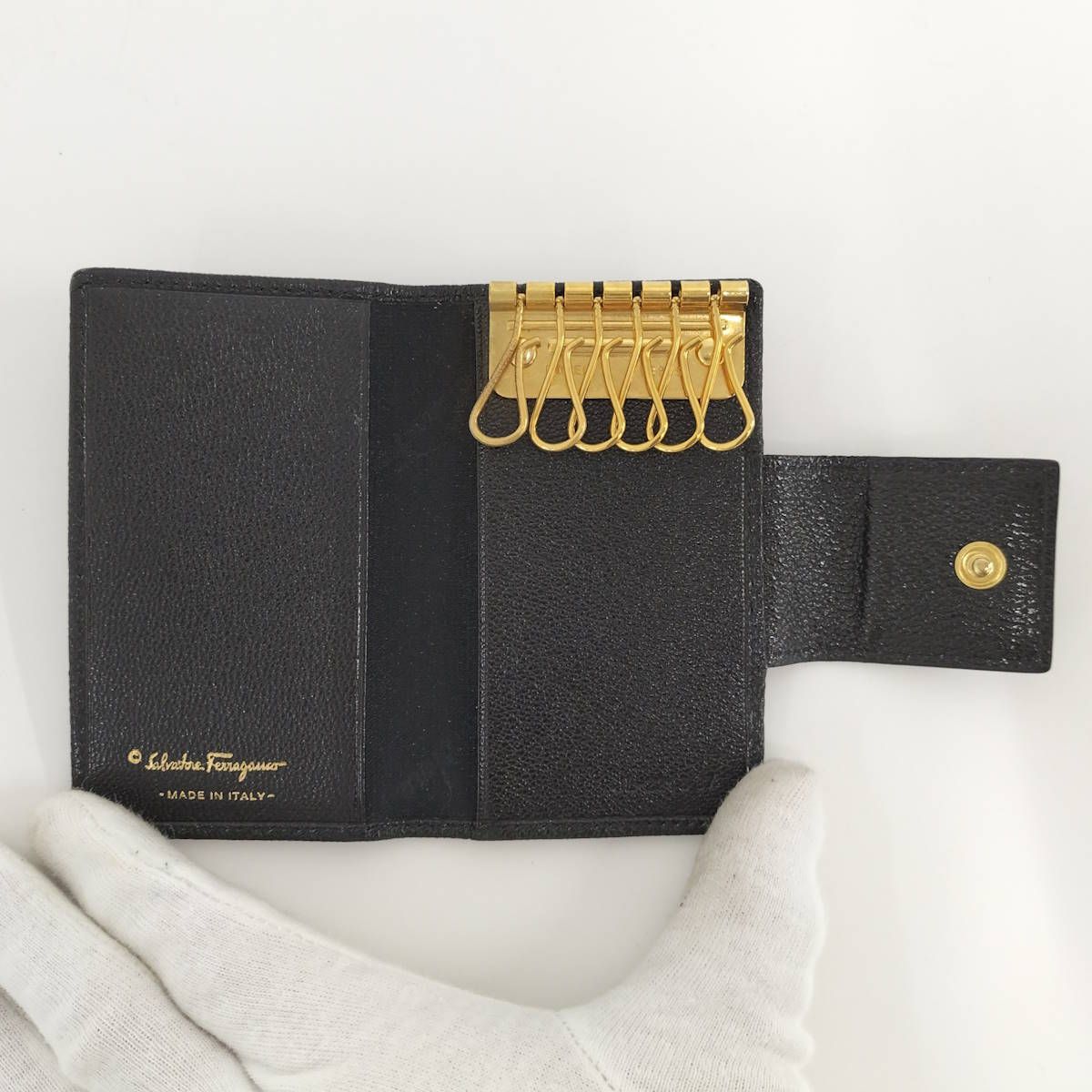 FERRAGAMO 6連キーケース お買い得品 レザー ブラック 極美品