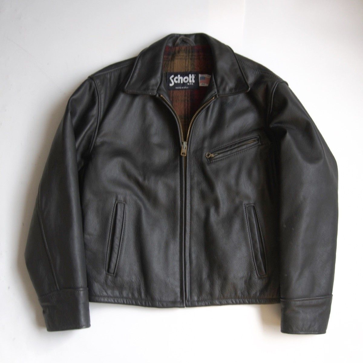 美品/ビッグサイズ】SCHOTT【681/シングルライダースジャケット】42 襟