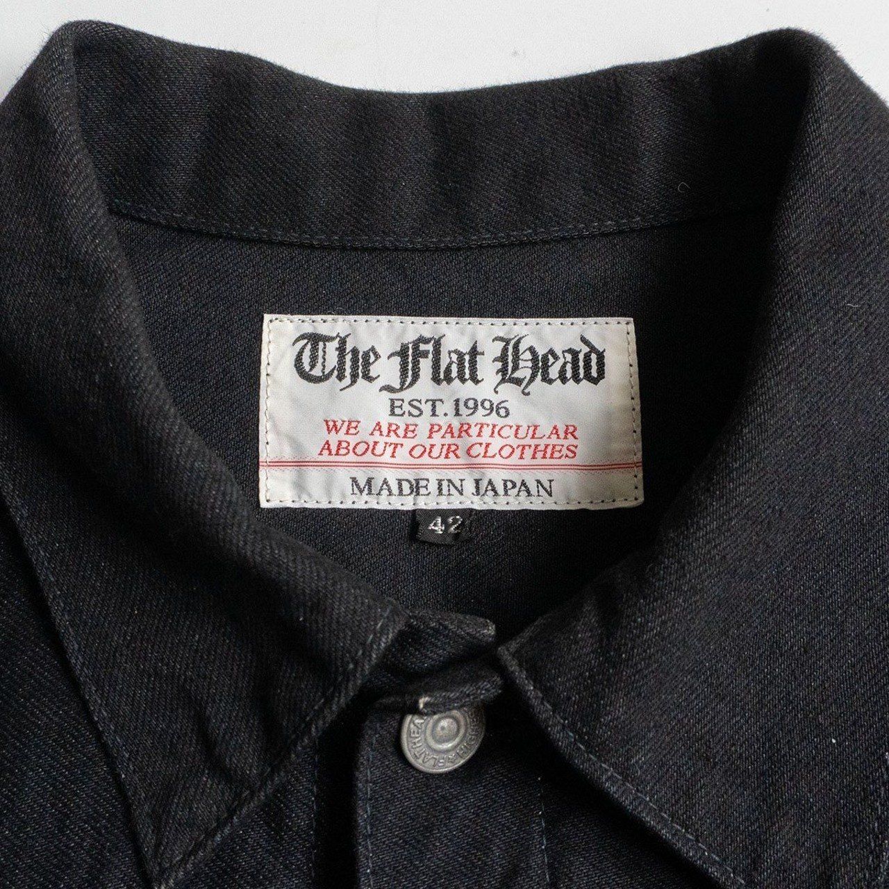 The Flat Head ブラックジャケット 42 雰囲気抜群】THE FLAT HEAD【2nd type ブラック デニム ジャケット】42
