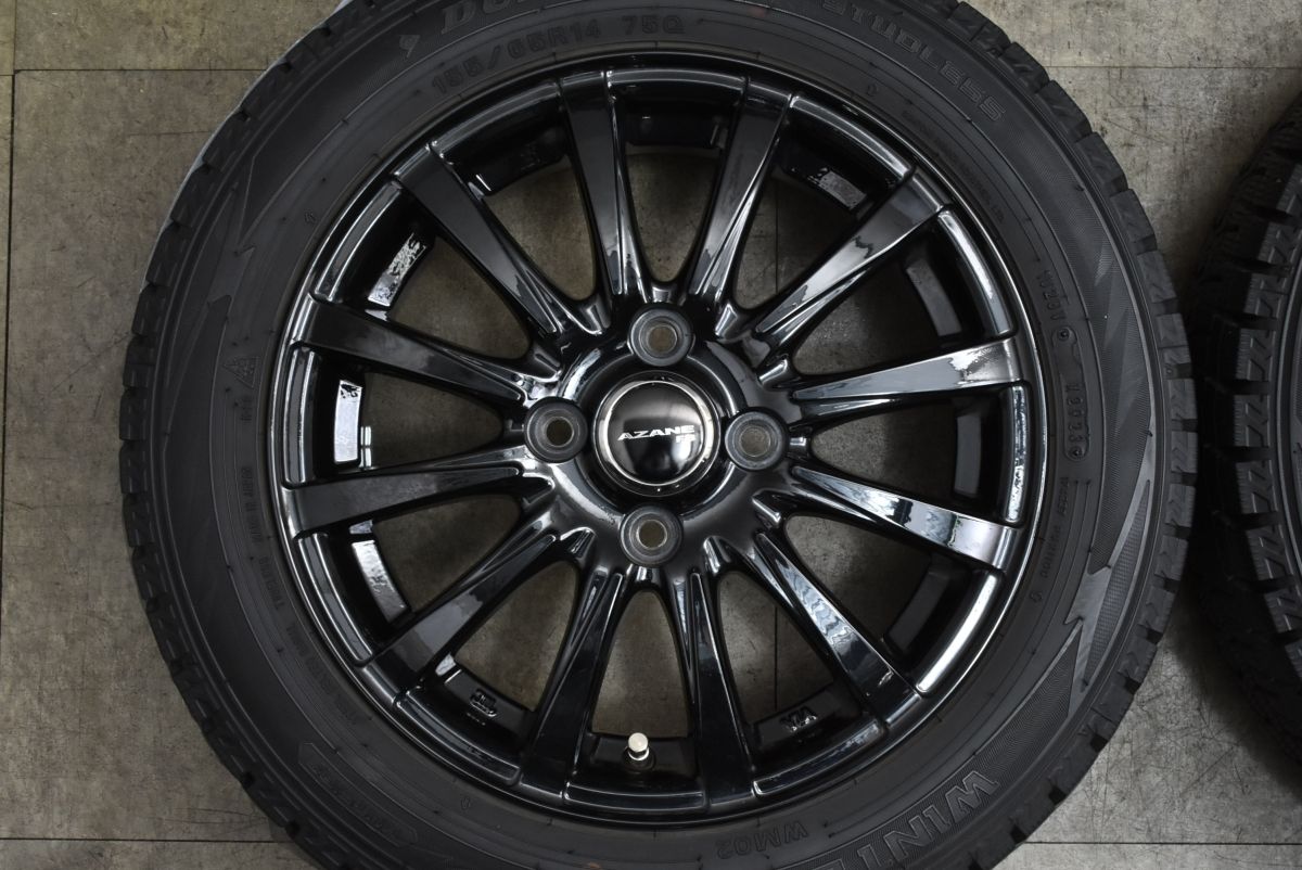 バリ溝品 AZANE 14 in 4 5 J 45 PCD 100 ダンロップ ウィンターマックス WM 02 155 65 R N BOX ONE WGN アルト ワゴンR タント