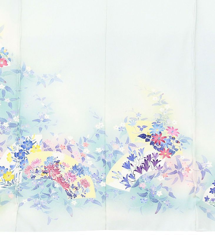 伝統的工芸品本加賀友禅手描技術者巨匠毎田仁郎先生作 祝い王朝四季花扇面文色留袖