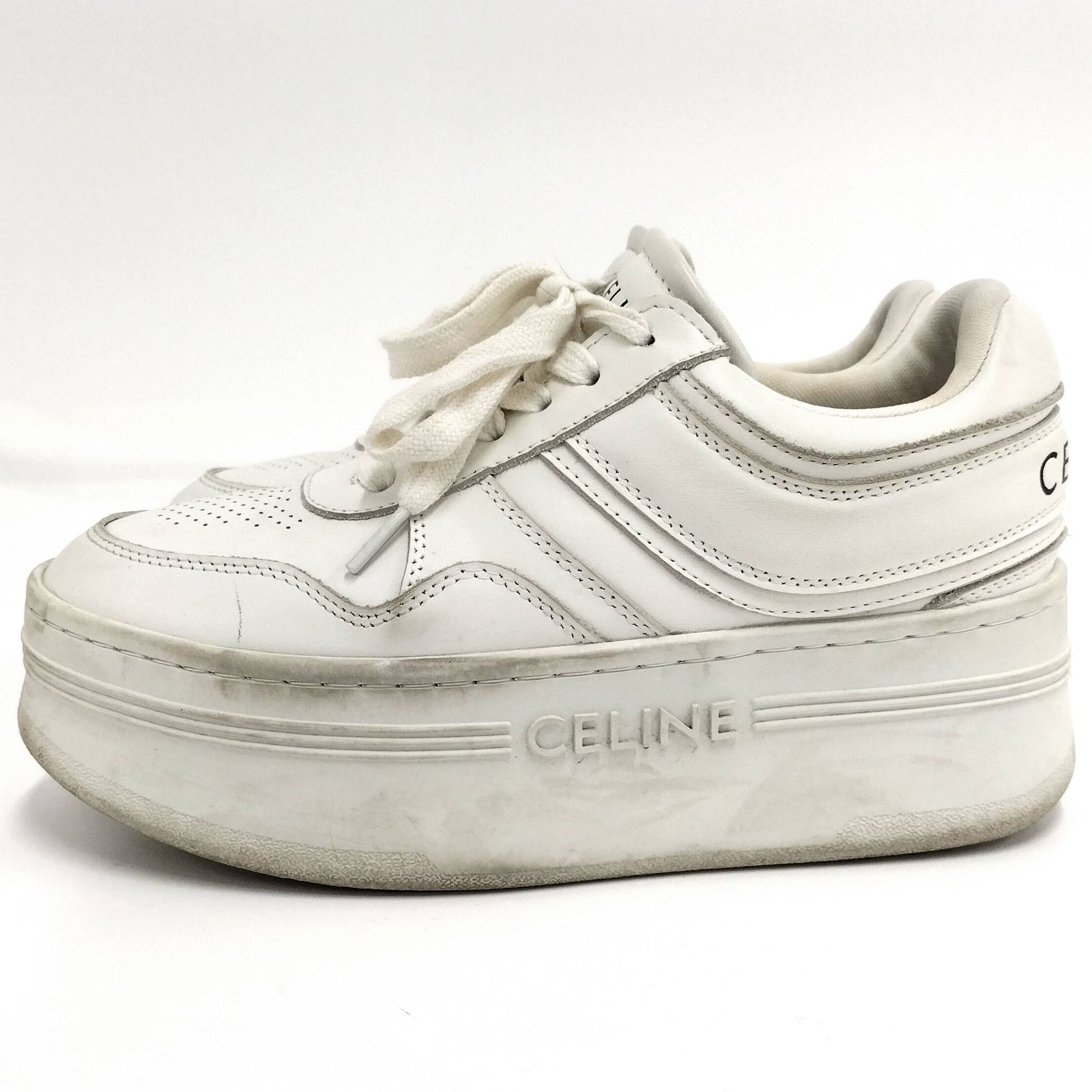 CELINE ホワイト レザースニーカー 37 セリーヌ レザー スニーカー 37