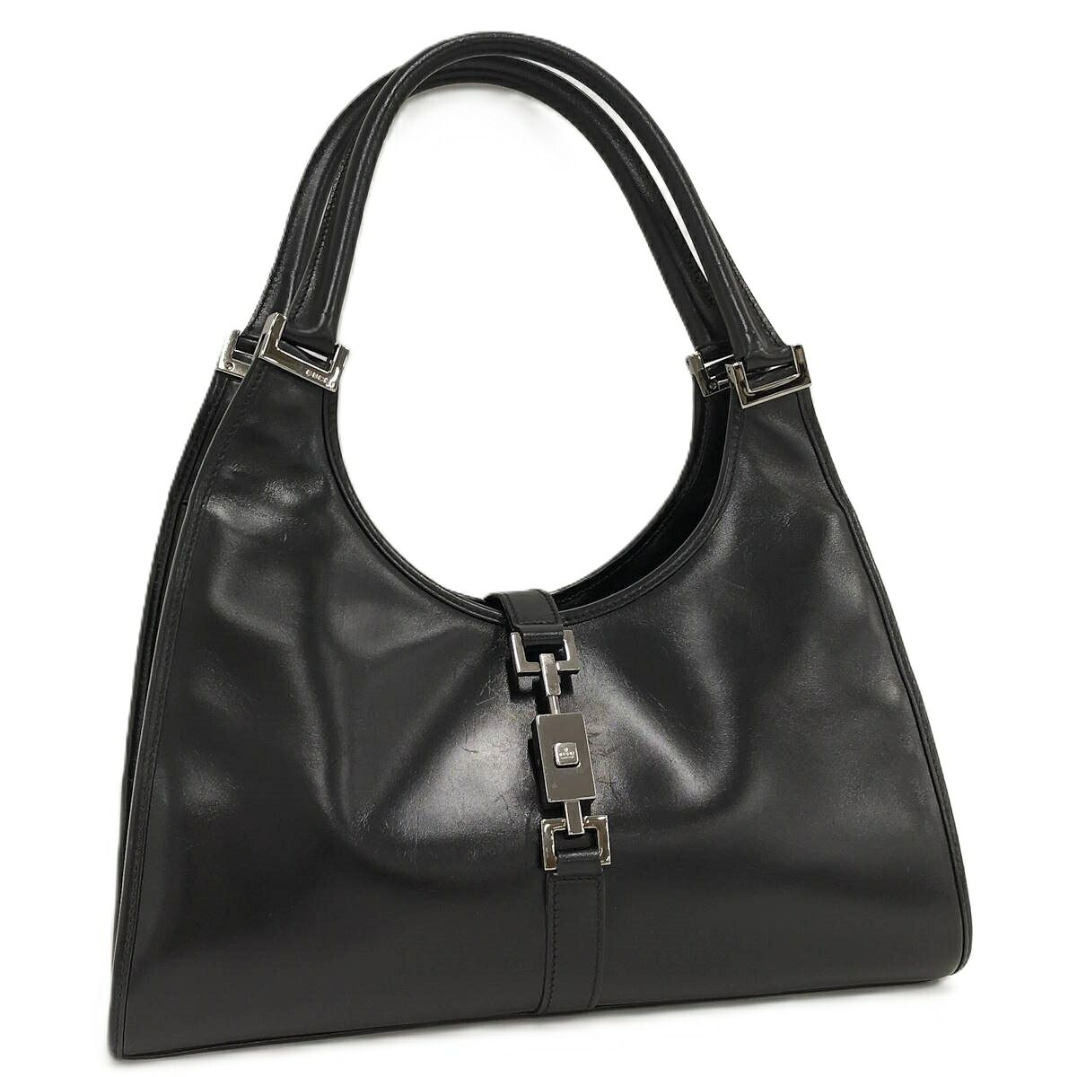 m06【美品】グッチ　GGキャンバス　レザー　ブラック　ジャッキー　ハンドバッグ m06【美品】グッチ GGキャンバス レザー ブラック ジャッキー