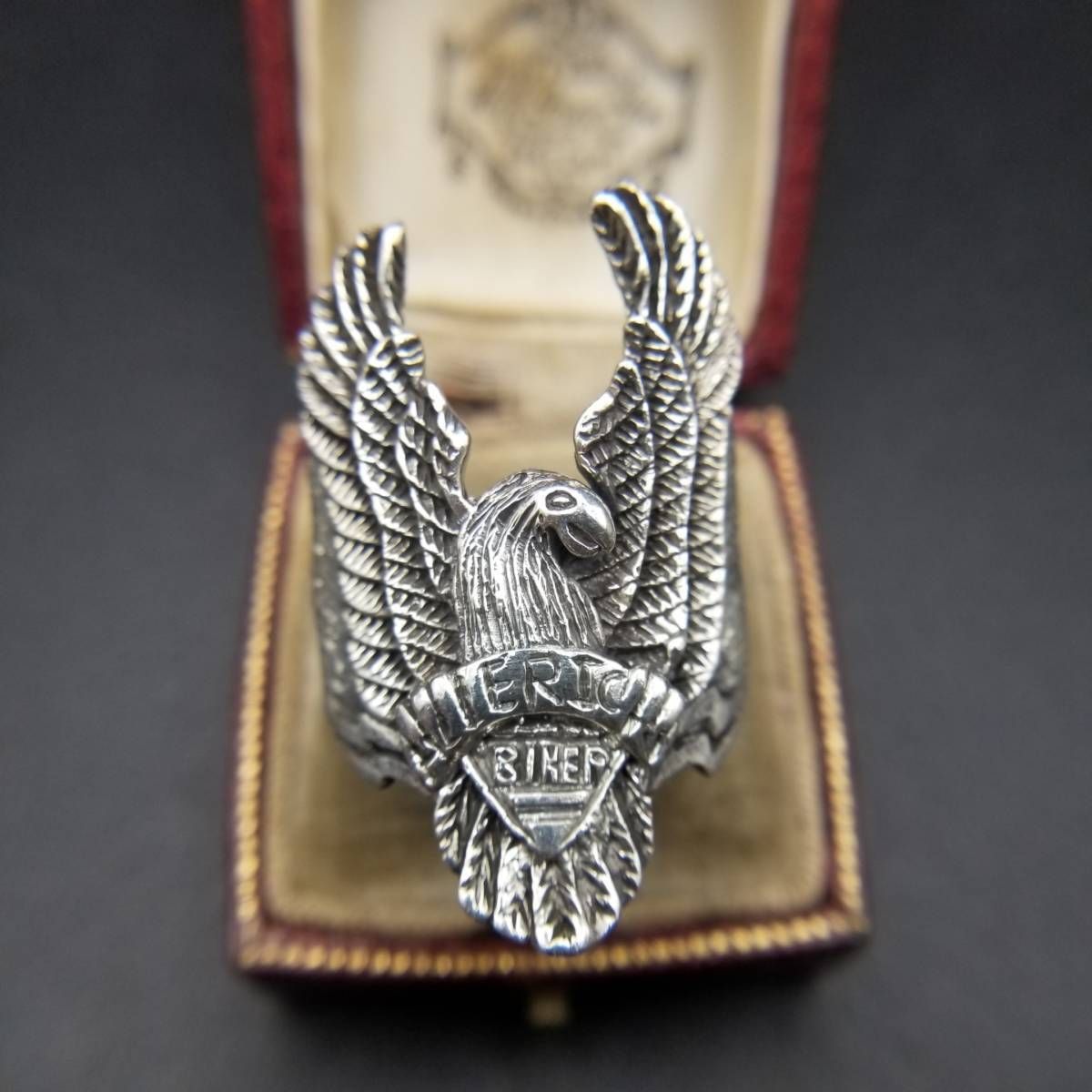 BIKER 鷲 鳥モチーフ 立体彫刻 925 シルバー ヴィンテージ リング 銀細工 指輪 イーグル 3 D EAGLE バイカーリング ロック Y 20 H