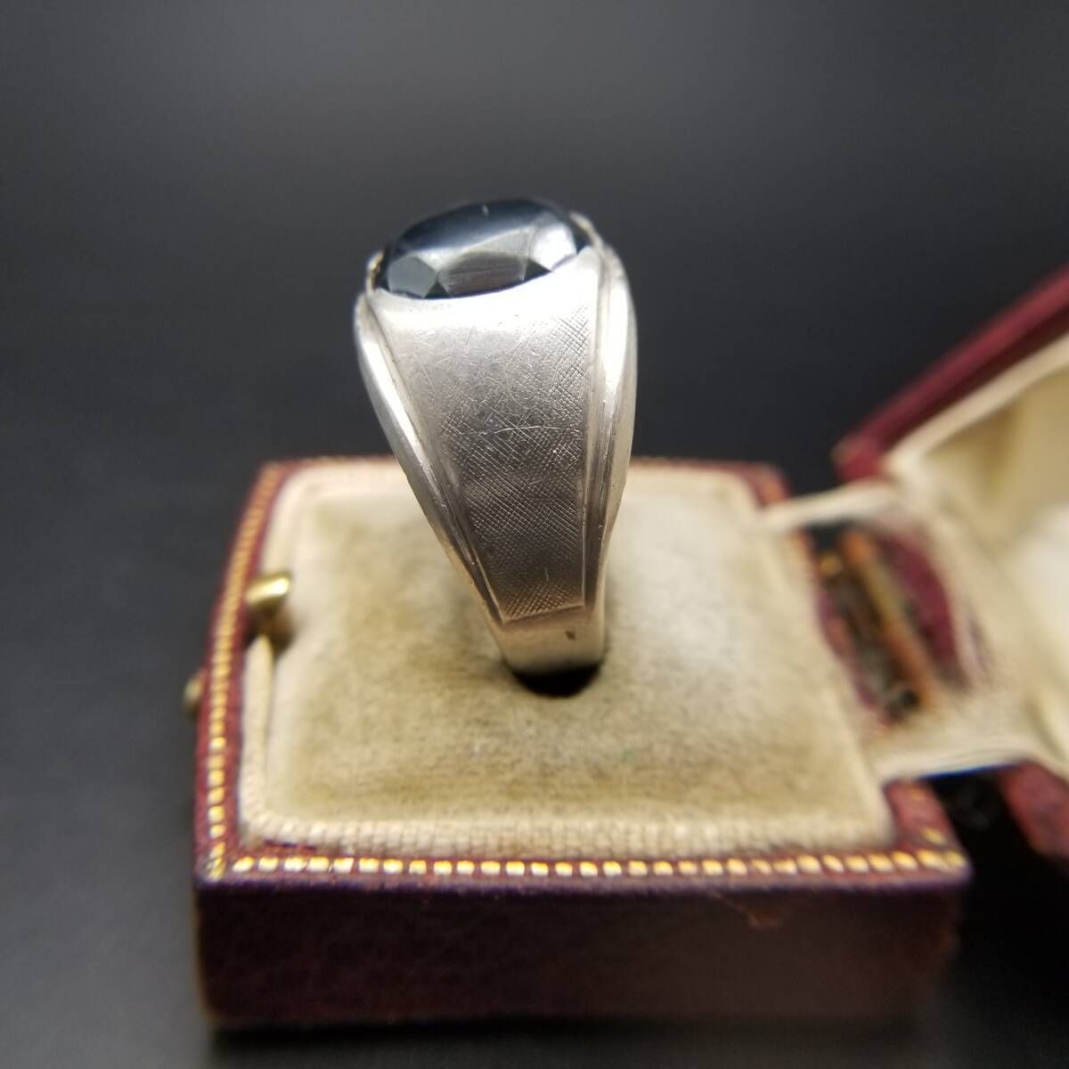 ESPO ヘマタイト オーバル ファセット シグネット 925 シルバー ヴィンテージ リング 銀指輪 メンズジュエリー クラシカル Y 16 U