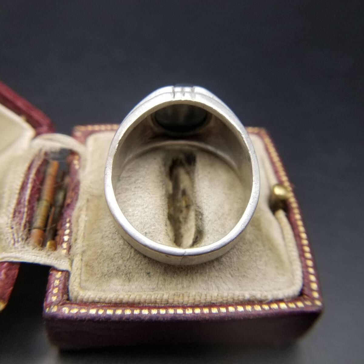  ESPO ヘマタイト オーバル ファセット シグネット 925 シルバー ヴィンテージ リング 銀指輪 メンズジュエリー クラシカル Y 16 U リング 指輪 アクセサリー