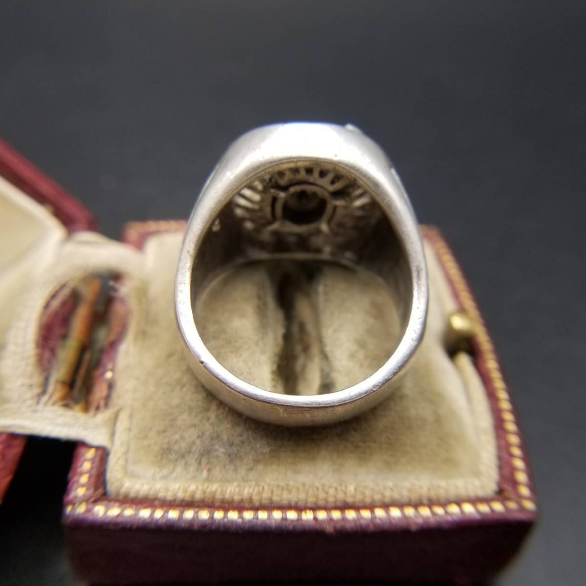  キリストと十字架 クリアストーン装飾 925 シルバー ヴィンテージ シグネット リング 銀 指輪 モチーフジュエリー 重厚感 Y 11 US 羽織り リング 指輪 アクセサリー