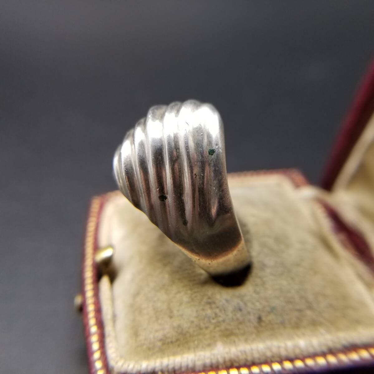 メキシコ 925 シルバー フルーテッドストライプ ウェーブ ヴィンテージ リング 銀 指輪 ドーム 存在感 TAXCO タスコ Y 14 S