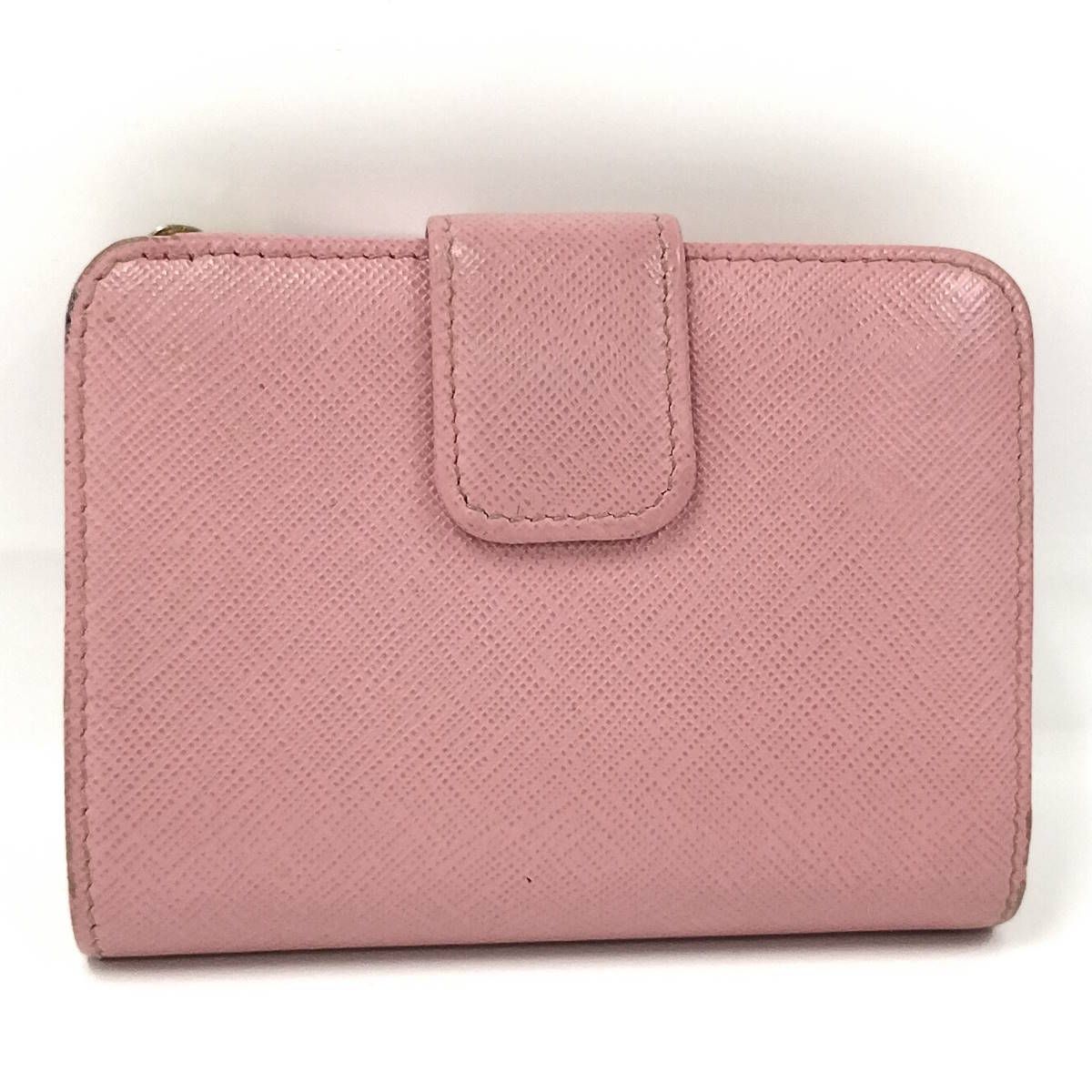 PRADA 二つ折り財布 サフィアーノ レザー ピンク - メルカリ