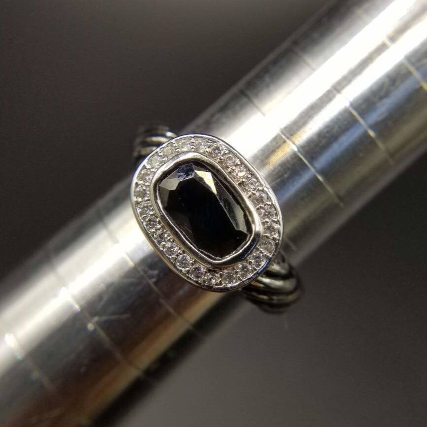 ブラックストーン ケーブル バンド ヴィンテージ リング シルバー