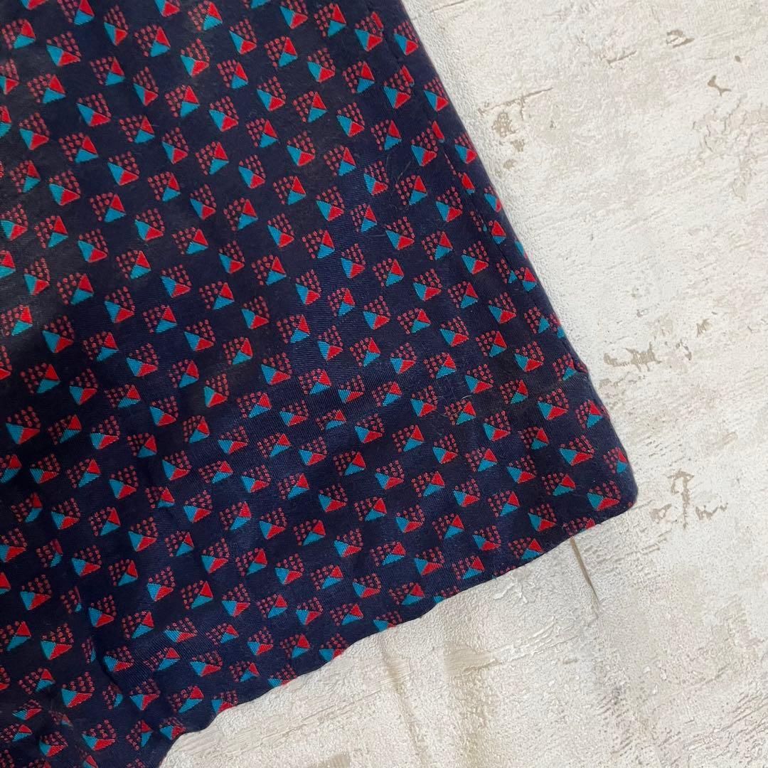 昭和レトロ 幾何学小紋柄長袖ロングワンピース