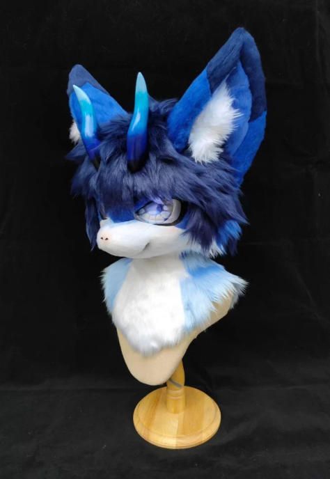 ファースーツ 着ぐるみセット NO.321 ドラゴン 紺色 ケモノ 全頭ヘッド ぬいぐるみ コスプレ コスチューム