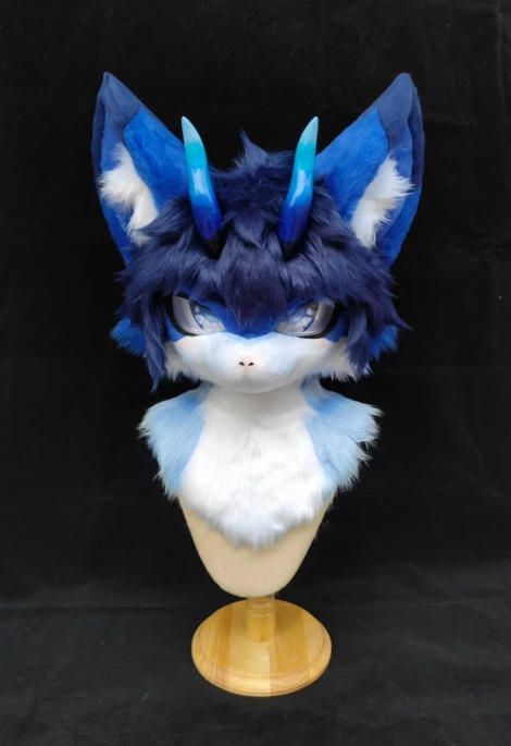 ファースーツ 着ぐるみセット NO 321 ドラゴン 紺色 ケモノ 全頭ヘッド ぬいぐるみ コスプレ コスチューム