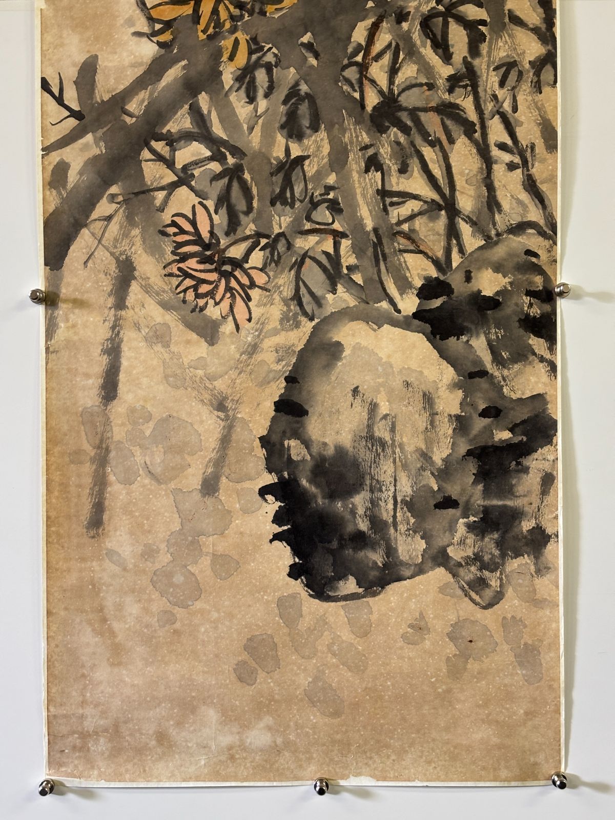  M.38 姚際虞 菊の図 落款印あり ＃茶掛＃古美術 まとめてお買取 ＃肉筆 水彩画 絵画