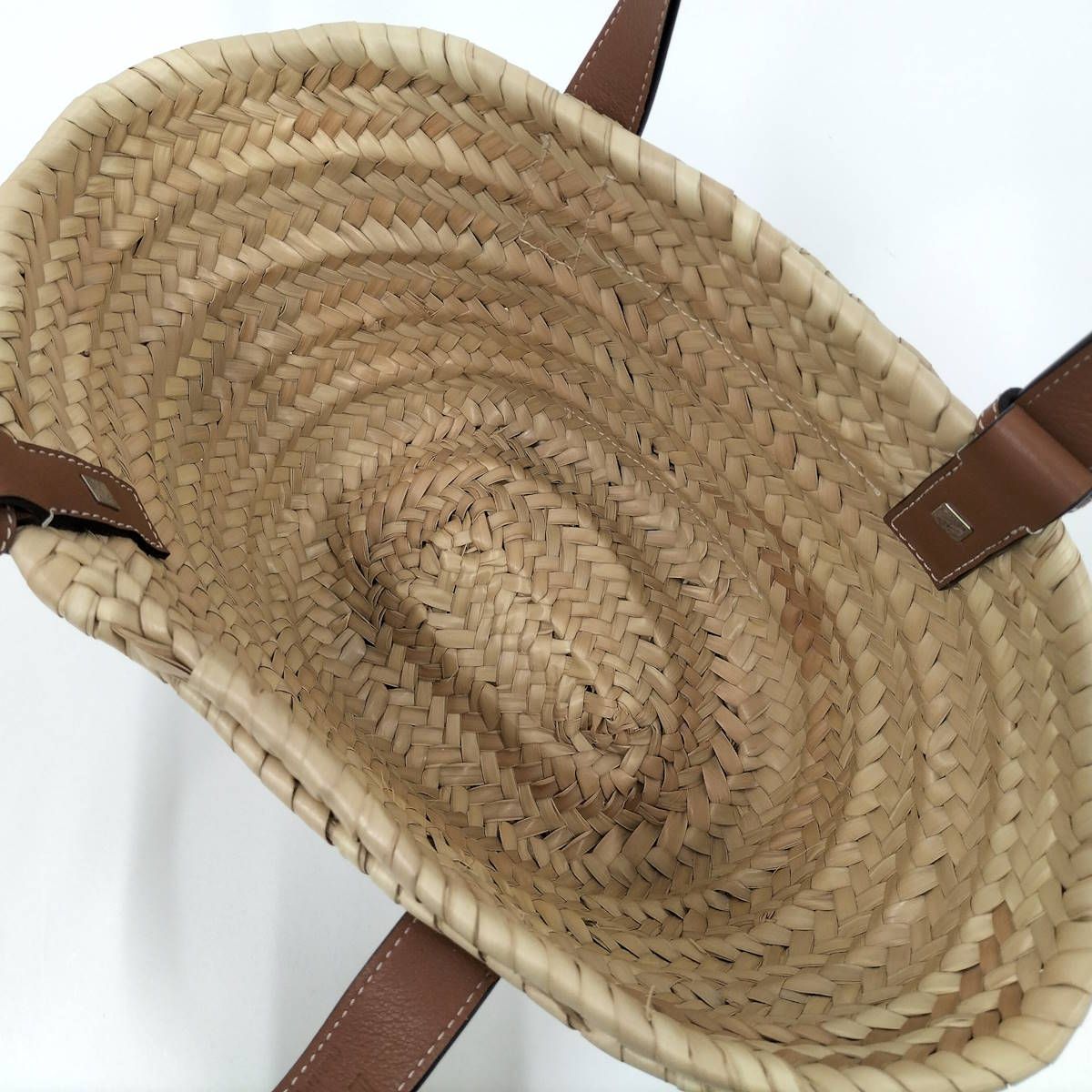 LOEWE バスケットバッグ かごバッグ ラフィア ストロー レザー