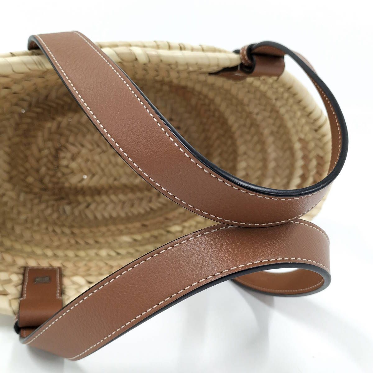 LOEWE バスケットバッグ かごバッグ ラフィア ストロー レザー