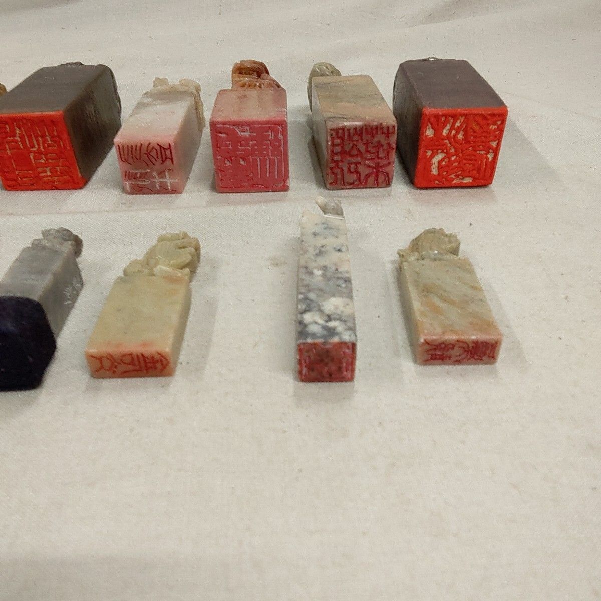 篆刻 印鑑 印材 書道具 中国美術 古印材 中国 獅子 龍 たくさん