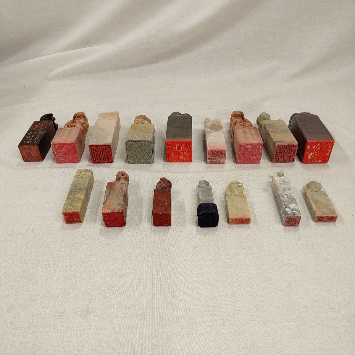 篆刻 印鑑 印材 書道具 中国美術 古印材 中国 獅子 龍 たくさん