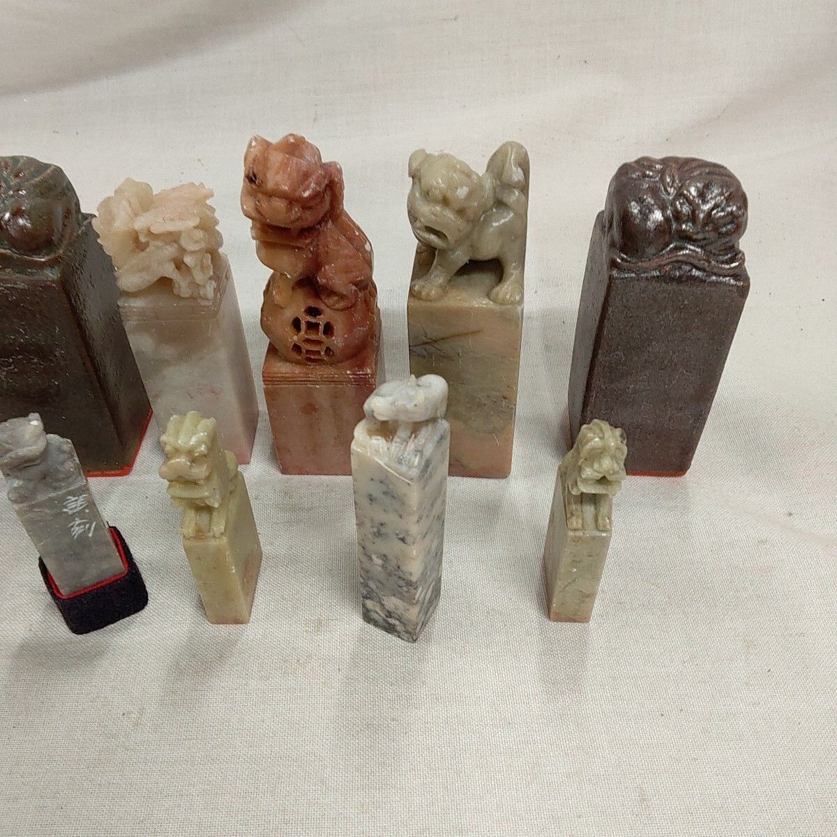篆刻 印鑑 印材 書道具 中国美術 古印材 中国 獅子 龍 たくさん