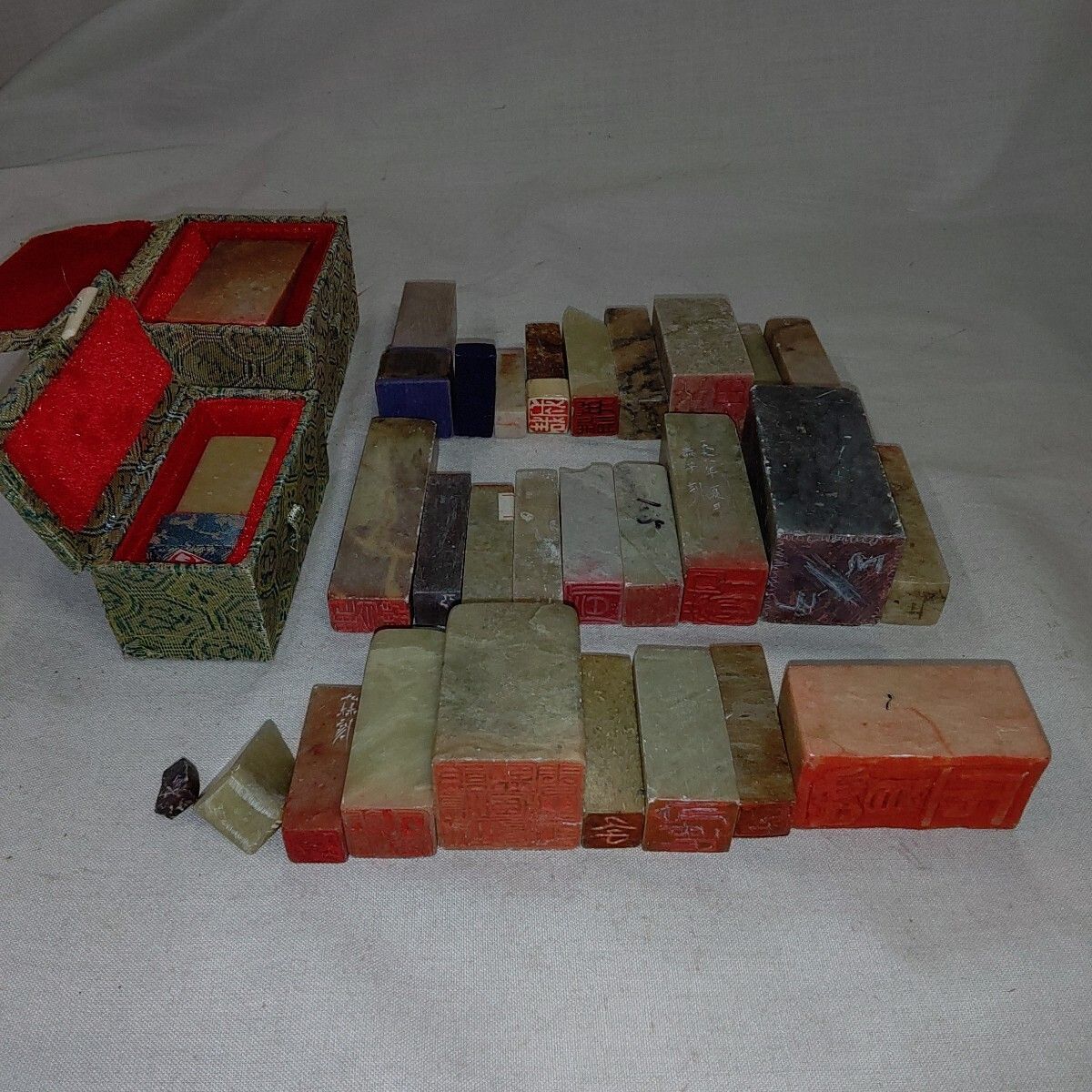 印材 篆刻 印鑑 中国 書道具 印章 石材 いっぱい たくさん 大量 27点 N 799