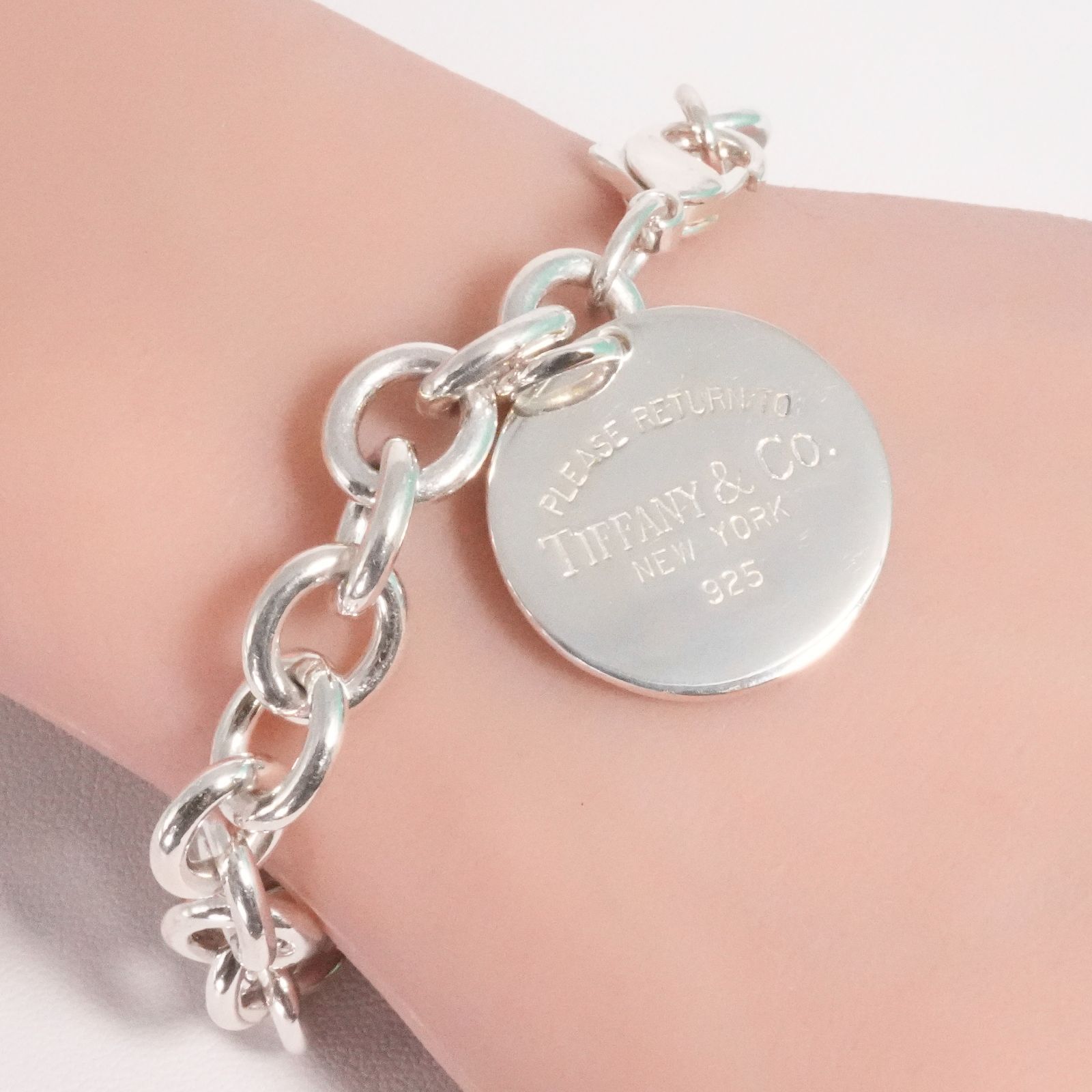 極美品 ティファニー リターントゥ ラウンド タグ ブレスレット/25
