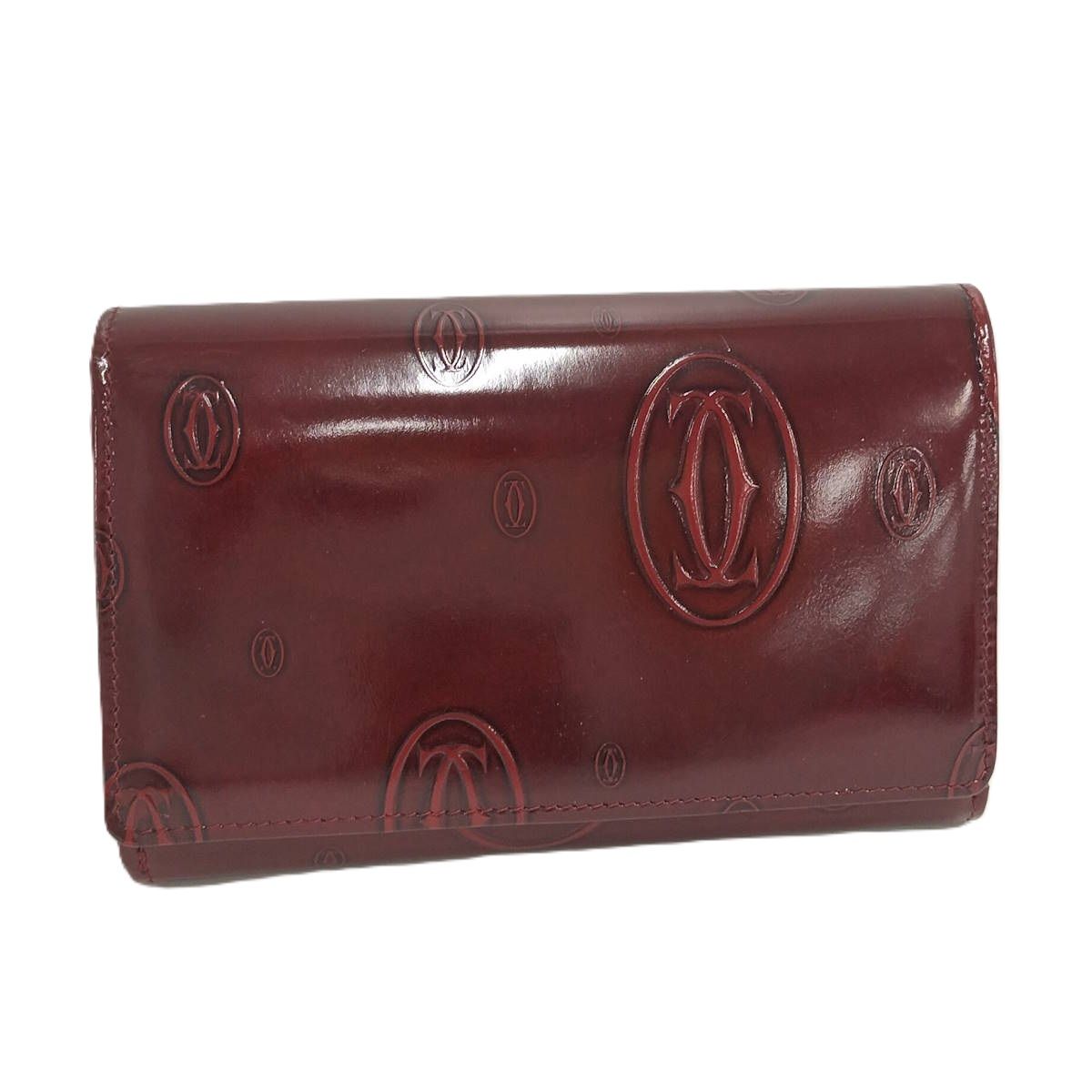 Cartier ハッピーバースデー 二つ折り財布 ボルドー パテント