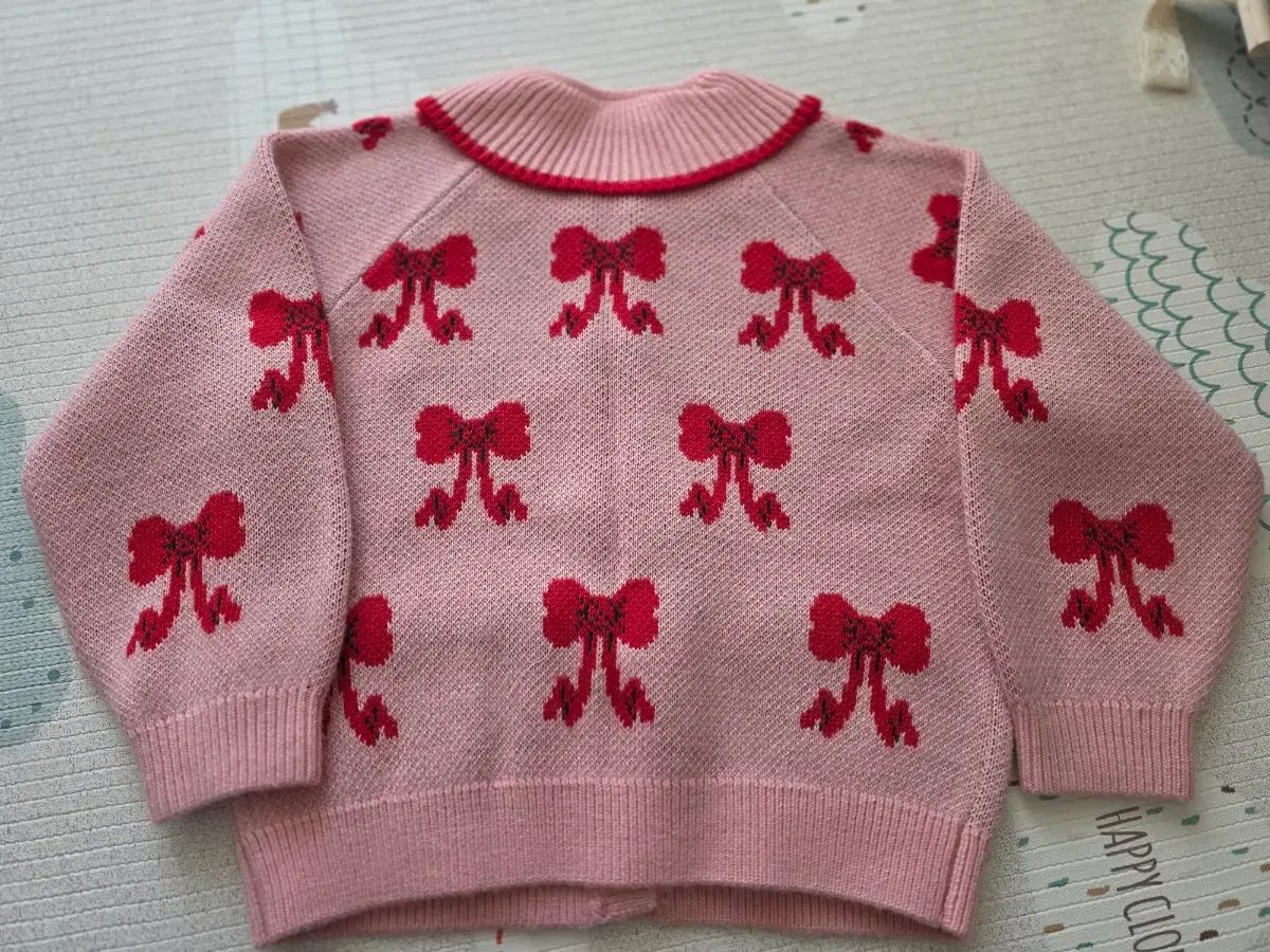 ベベデピノ パフ リボン カラ セーター カーディガン