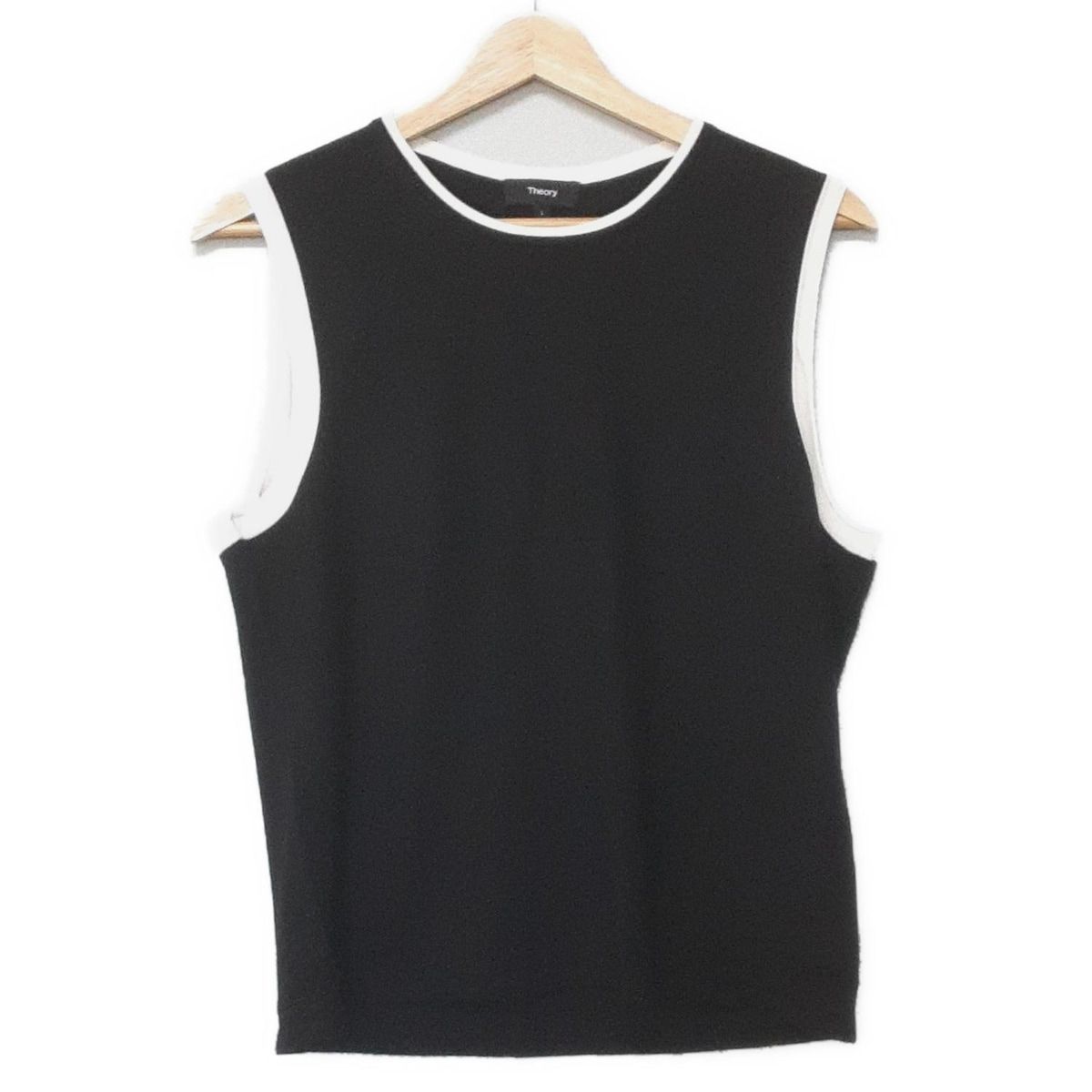 theory セオリー ノースリーブセーター サイズL レディース 黒 白 クルーネック