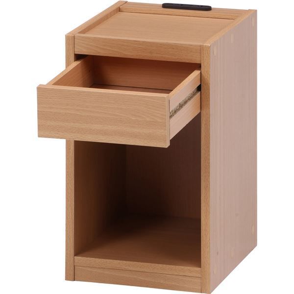 サイドテーブル ミニテーブル 約幅30cm ナチュラル 引き出し収納 コンセント付き ベッドサイドテーブル ベッドルーム リビング