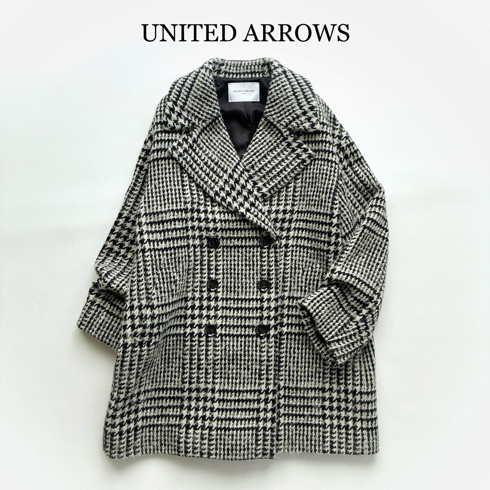 ユナイテッドアローズ ツイード アルパカ チェック ビッグ ピーコート UNITED ARROWS ユナイテッドアローズ / UWSC チェック ビッグ