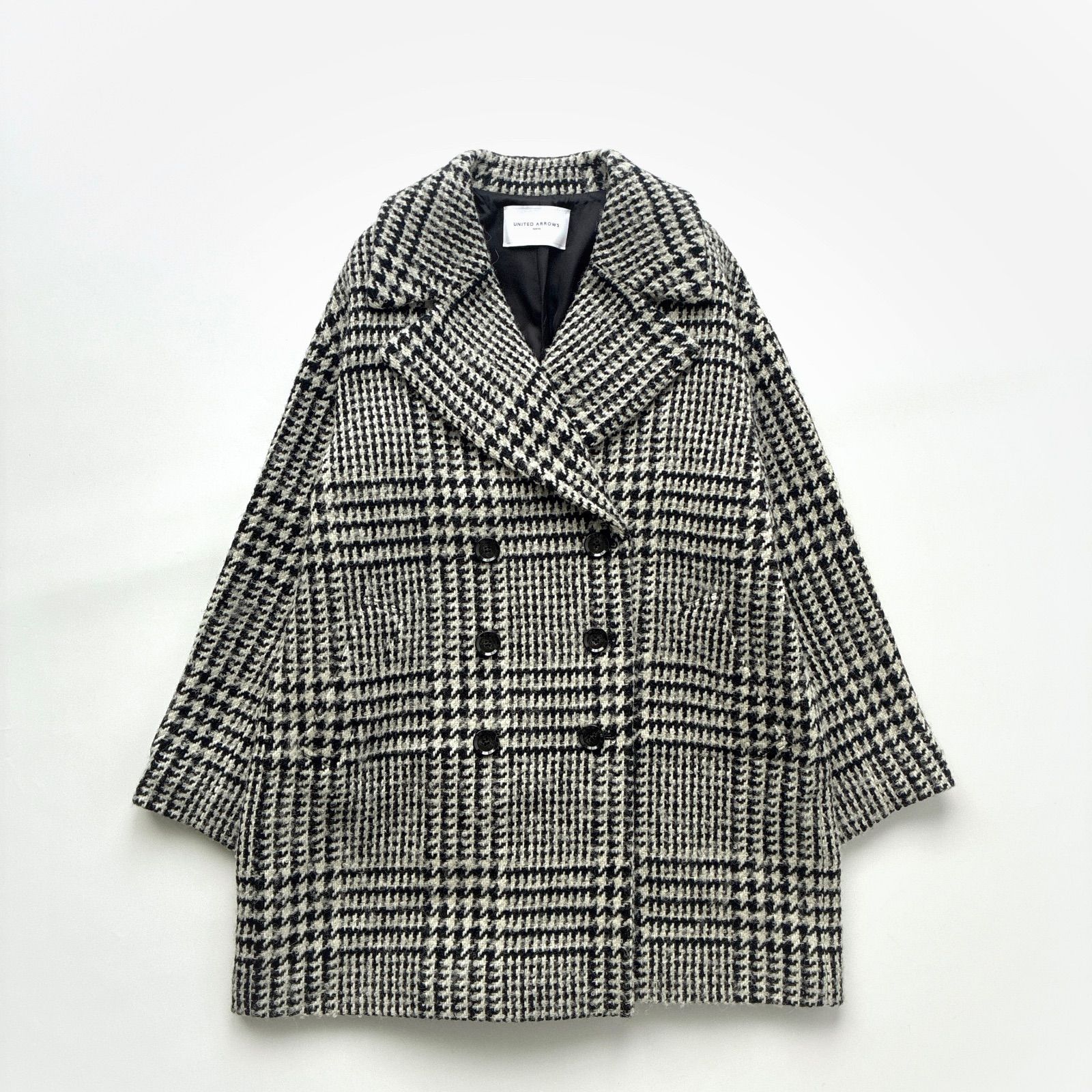ユナイテッドアローズ ツイード アルパカ チェック ビッグ ピーコート UNITED ARROWS ユナイテッドアローズ / UWSC チェック ビッグ