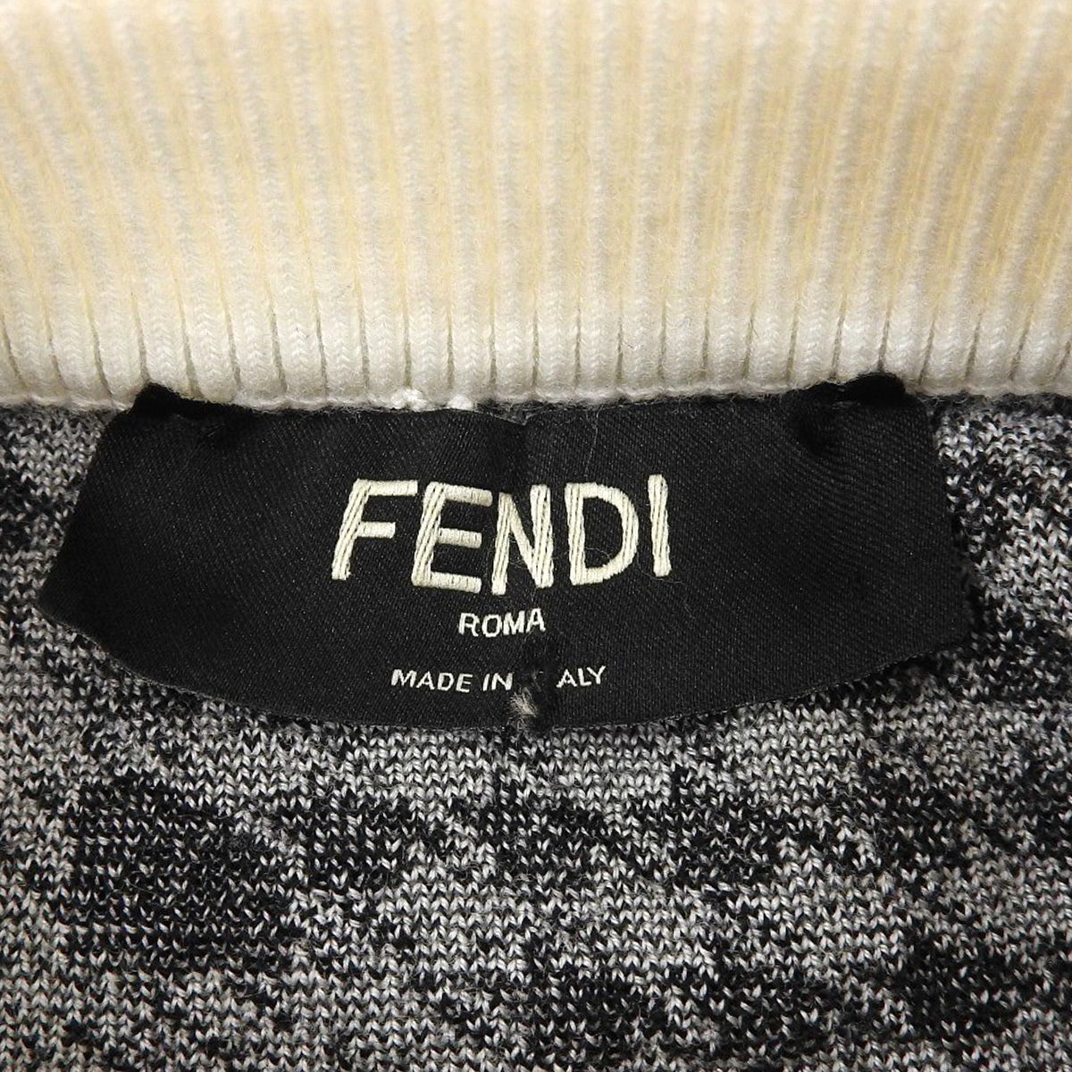 FENDI(フェンディ) 千鳥格子柄 ハイゲージニット ニット/セーター 2022年 アパレル ファッション 長袖 46 ウール ブラック黒 アイボリー FZX089 AL3Y メンズ 40802165337【中古】【アラモード】 FENDI(フェンディ) 千鳥格子柄 ハイゲージニット ニット/セーター 2022