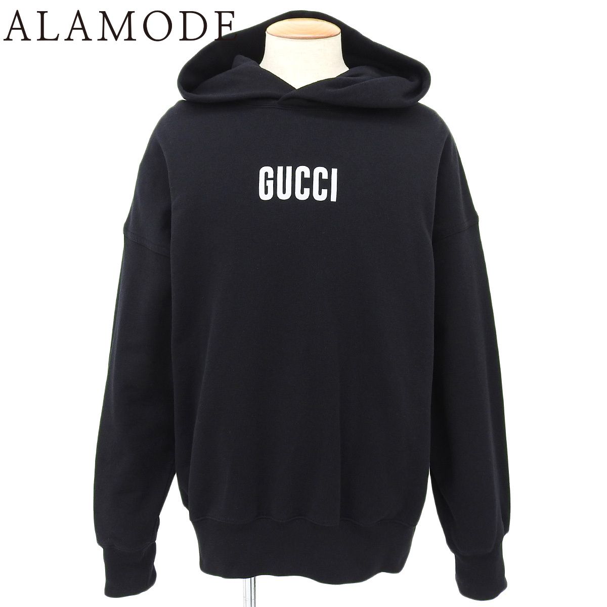GUCCI(グッチ) バックプリント プルオーバー パーカー スウェット/パーカー アパレル ファッション 長袖 トップス ロゴ フーディー M コットン ブラック黒 ホワイト白 780571 XJGH8 メンズ 40802166178【中古】【アラモード】 GUCCI(グッチ) バックプリント プルオーバー パーカー スウェット