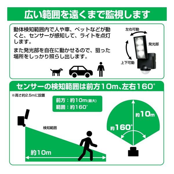 ソーラー充電式センサーライト 1灯