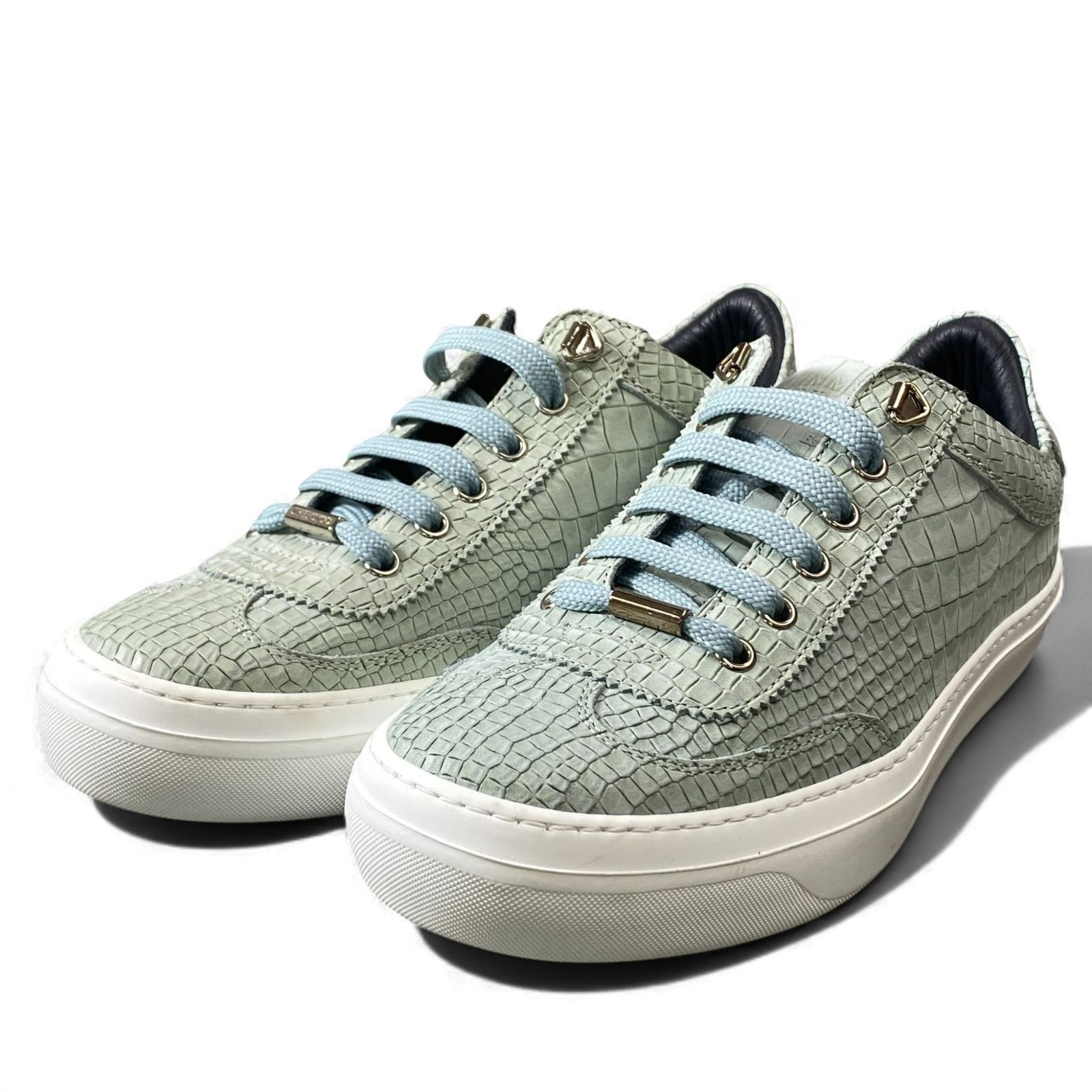 1L11【美品】JIMMY CHOO ジミーチュウ クロコ型押レザースニーカー