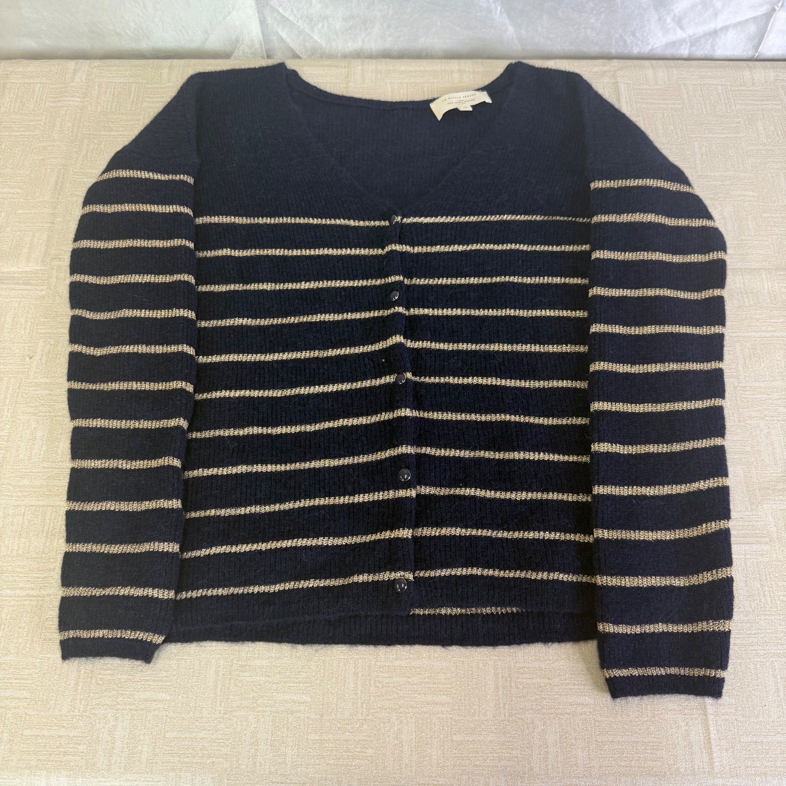 Sézane（セザンヌ）モヘア×アルパカ ボーダー カーディガン / ネイビー