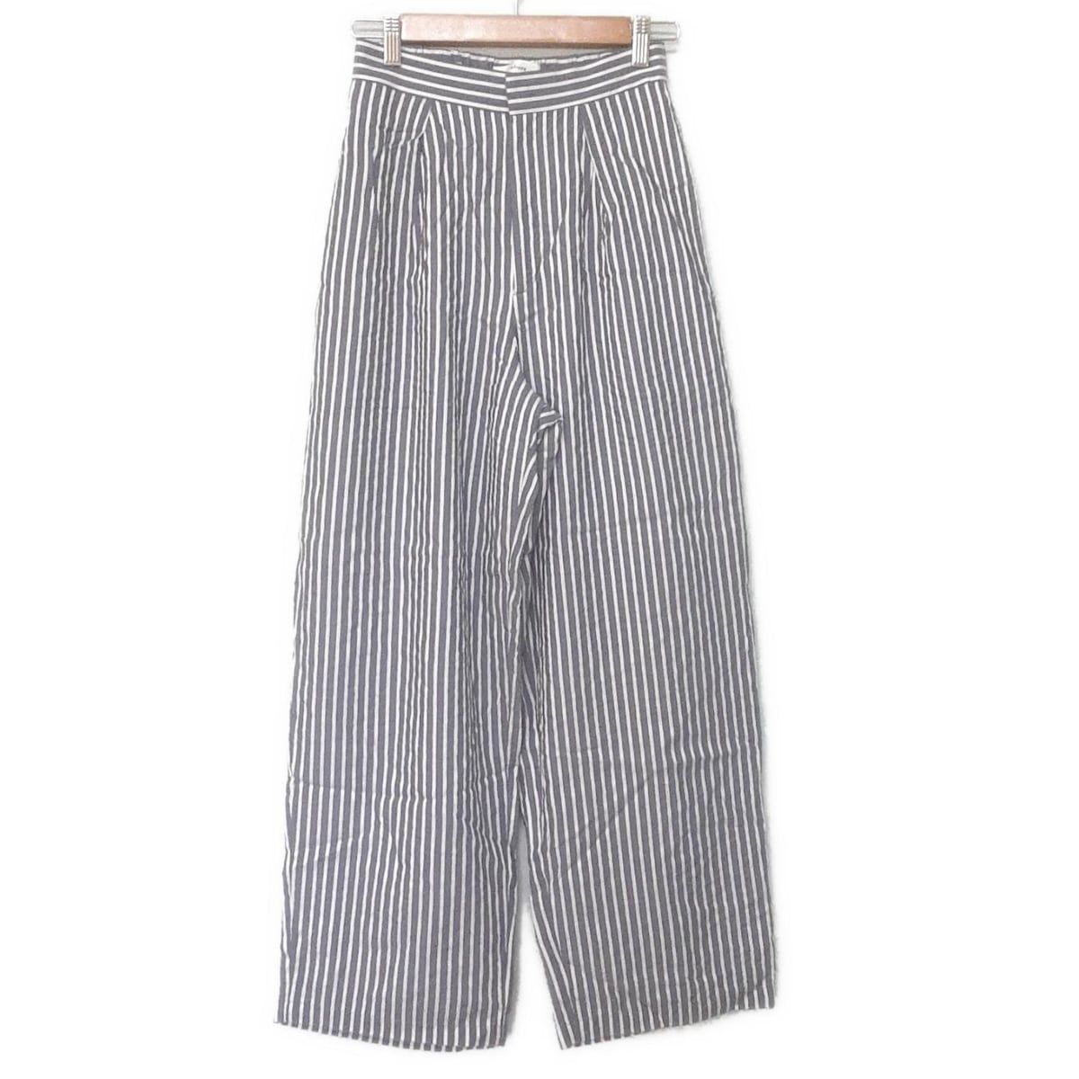 ebure エブール パンツ サイズ36 S レディース ダークネイビー 白 フルレングス ストライプ