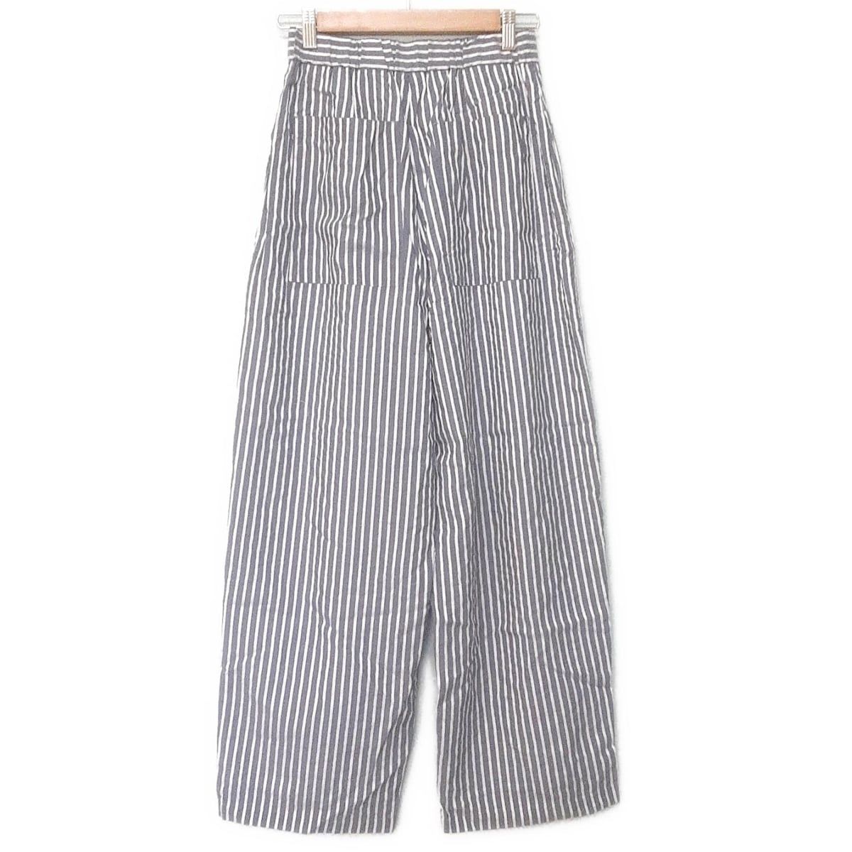 ebure エブール パンツ サイズ36 S レディース - ダークネイビー×白 フルレングス ストライプ