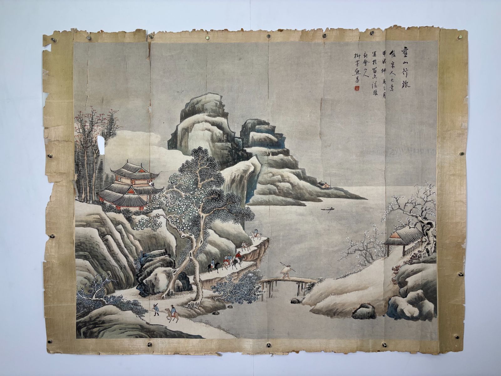 M 40 熊昌 雪山行旅図 落款印あり ＃茶掛＃古美術 まとめてお買取 ＃肉筆