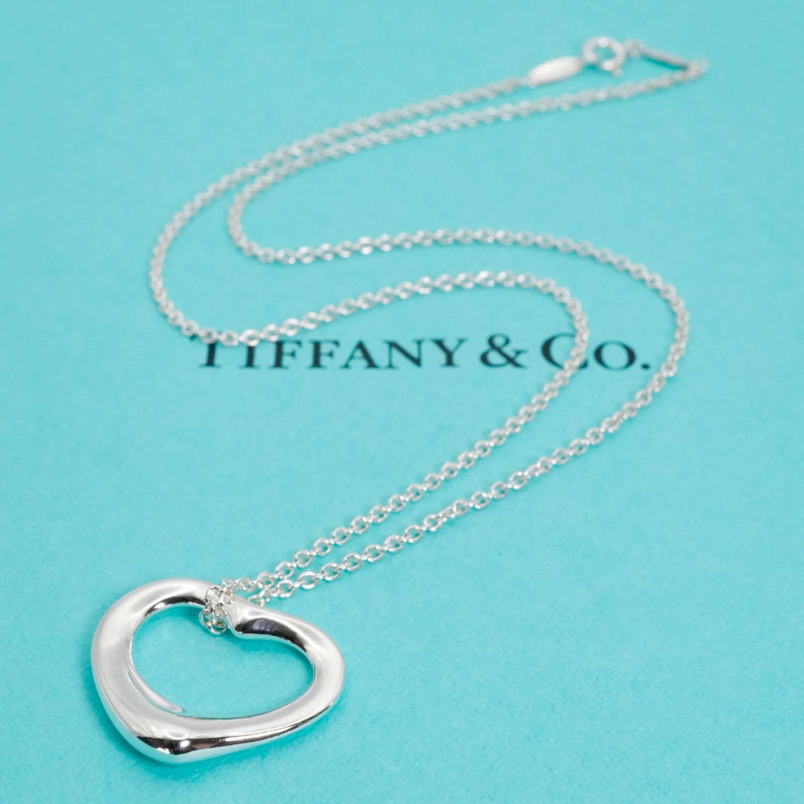 極美品 ティファニー オープンハート シルバー ネックレス/25-2257S