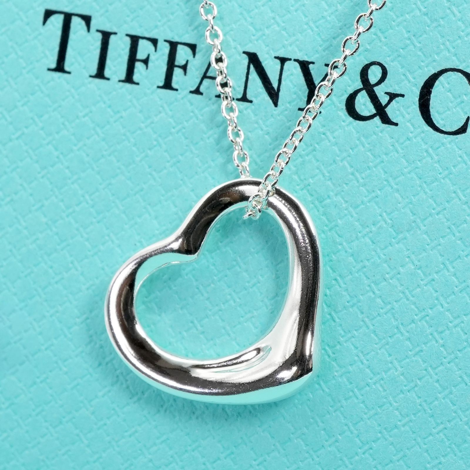極美品 ティファニー オープンハート シルバー ネックレス/25-2257S