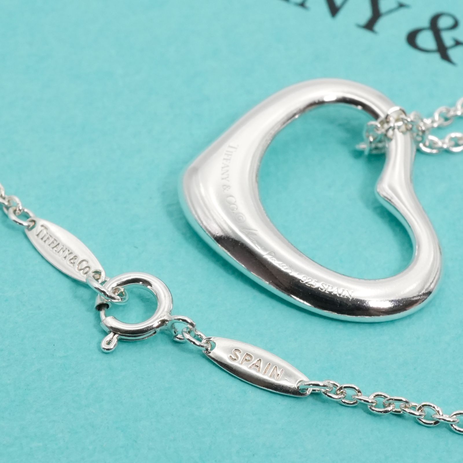 極美品 ティファニー オープンハート シルバー ネックレス/25-2257S