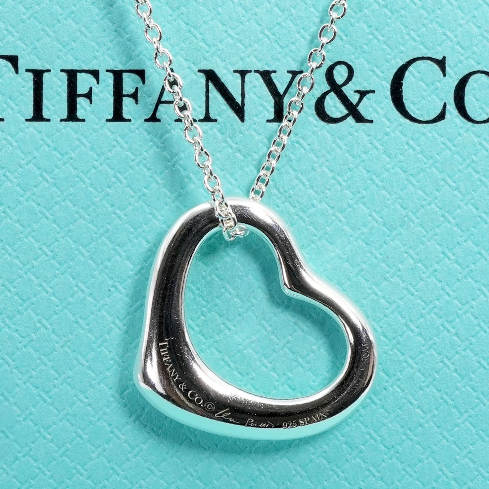 極美品 ティファニー オープンハート シルバー ネックレス/25-2257S