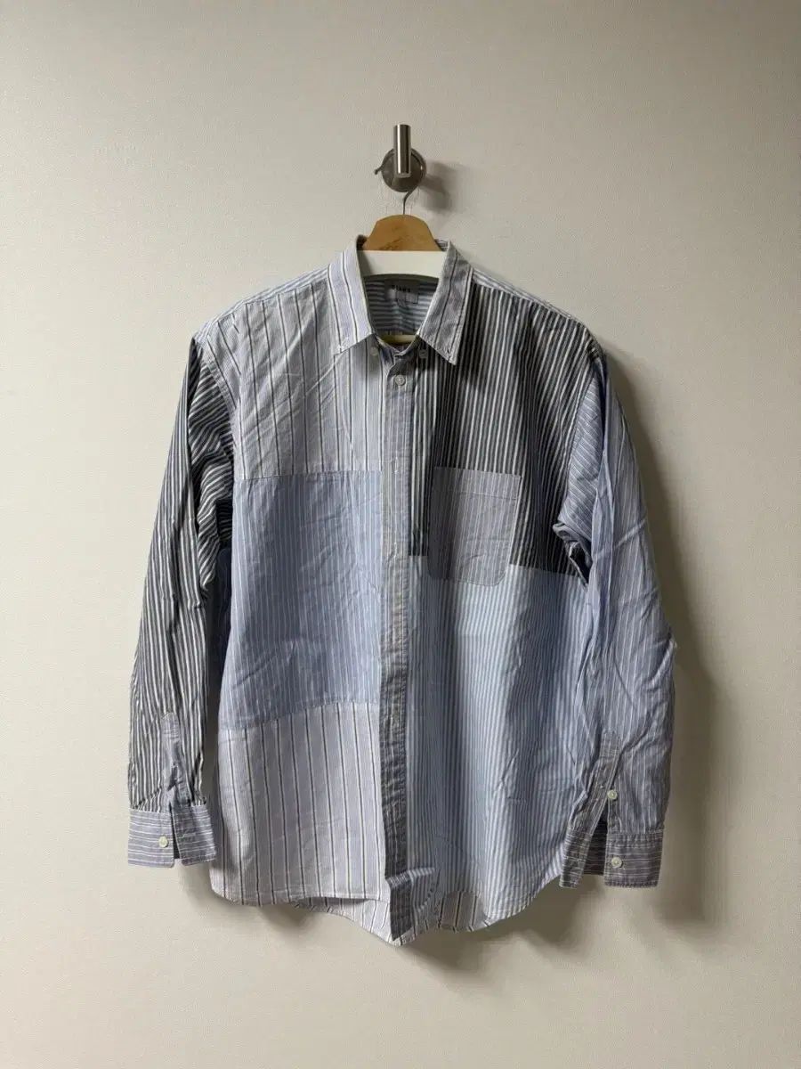 ビームス BEAMS パッチワーク ストライプ オーバ シャツ S
