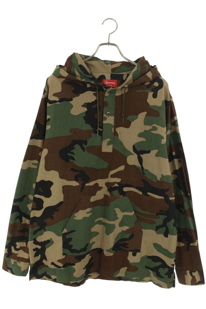 シュプリーム 16SS Hooded Ripstop Pullover Shirt 迷彩柄リップス