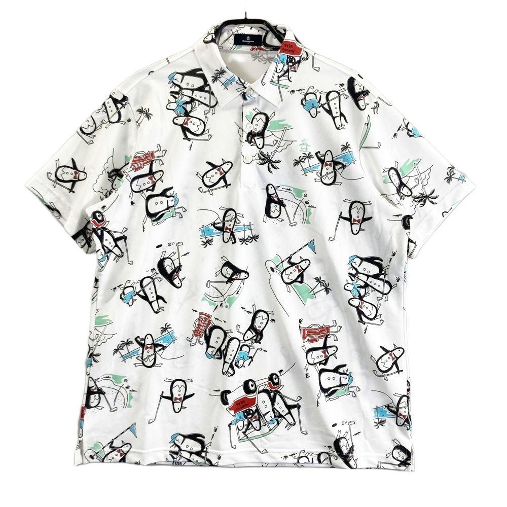 サイズ 3 L MUNSING WEAR マンシングウェア 半袖ポロシャツ 総柄 ホワイト系 ゴルフウェア メンズ ストスト