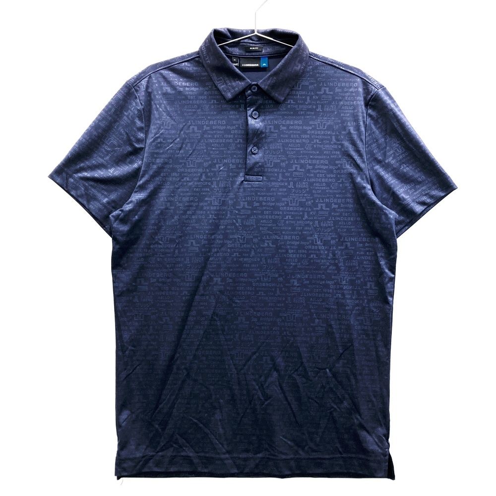J.LINDEBERG ジェイリンドバーグ　ポロシャツ　総柄　ロゴ　メンズ　M サイズ：M J.LINDEBERG ジェイリンドバーグ 半袖ポロシャツ ロゴ総柄